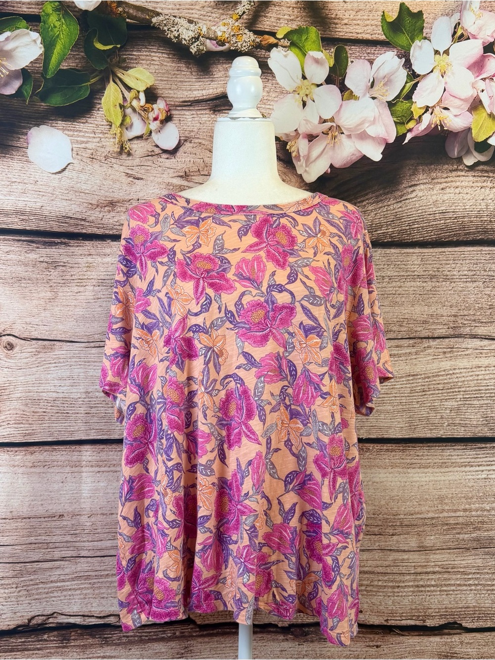 Old Navy Everywhere Women’s Cotton Multicolored Floral Print Pattern Blouse Top